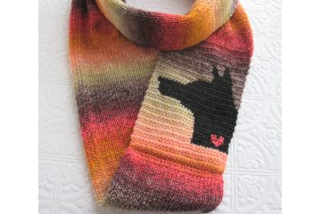 German shepherd dog infinity scarf. Autumn colors knit circle cowl with a Belgian Malinois