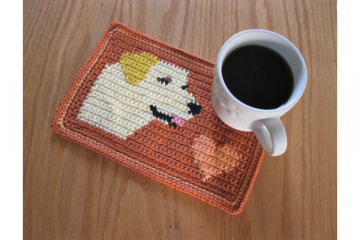 Orange mat with yellow lab